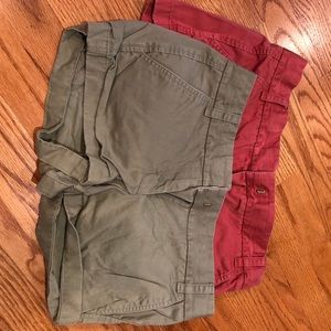 JCrew Chino Shorts, Worn, Green And Salmon